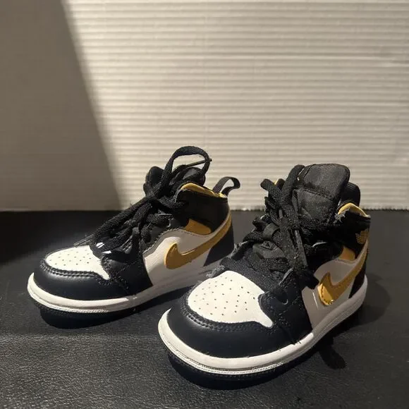 Air Jordan 1 Mid TD 'Black Gold' Size 7C 640735-177 with box - Picture 10 of 11